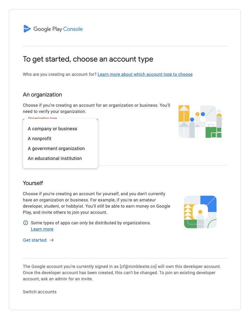 Google Play Console Signup